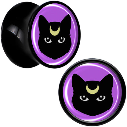 Black Mystic Kitty Cat Black Acrylic Saddle Plug Set by Onyx O