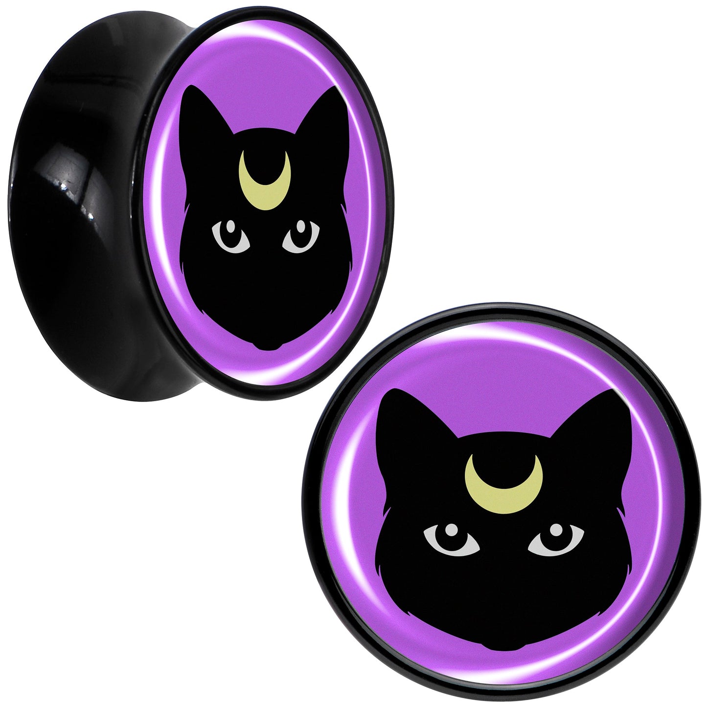 Black Mystic Kitty Cat Black Acrylic Saddle Plug Set by Onyx O