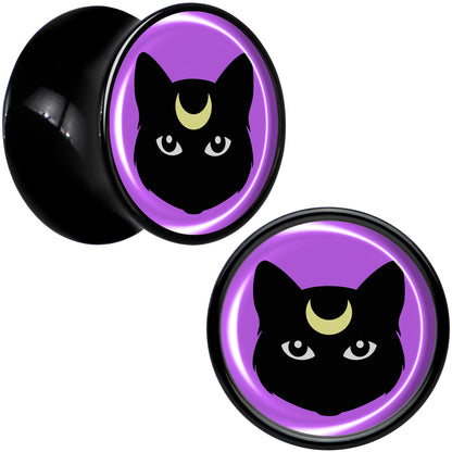 Black Mystic Kitty Cat Black Acrylic Saddle Plug Set by Onyx O