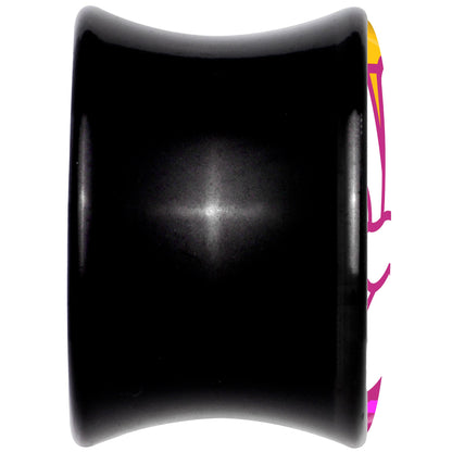 Black Acrylic Retro Peace Fingers Double Flare Plug Set by Onyx O