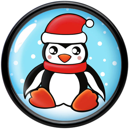Black Acrylic Snowfall Holiday Penguin Double Flare Plug Set by Onyx O