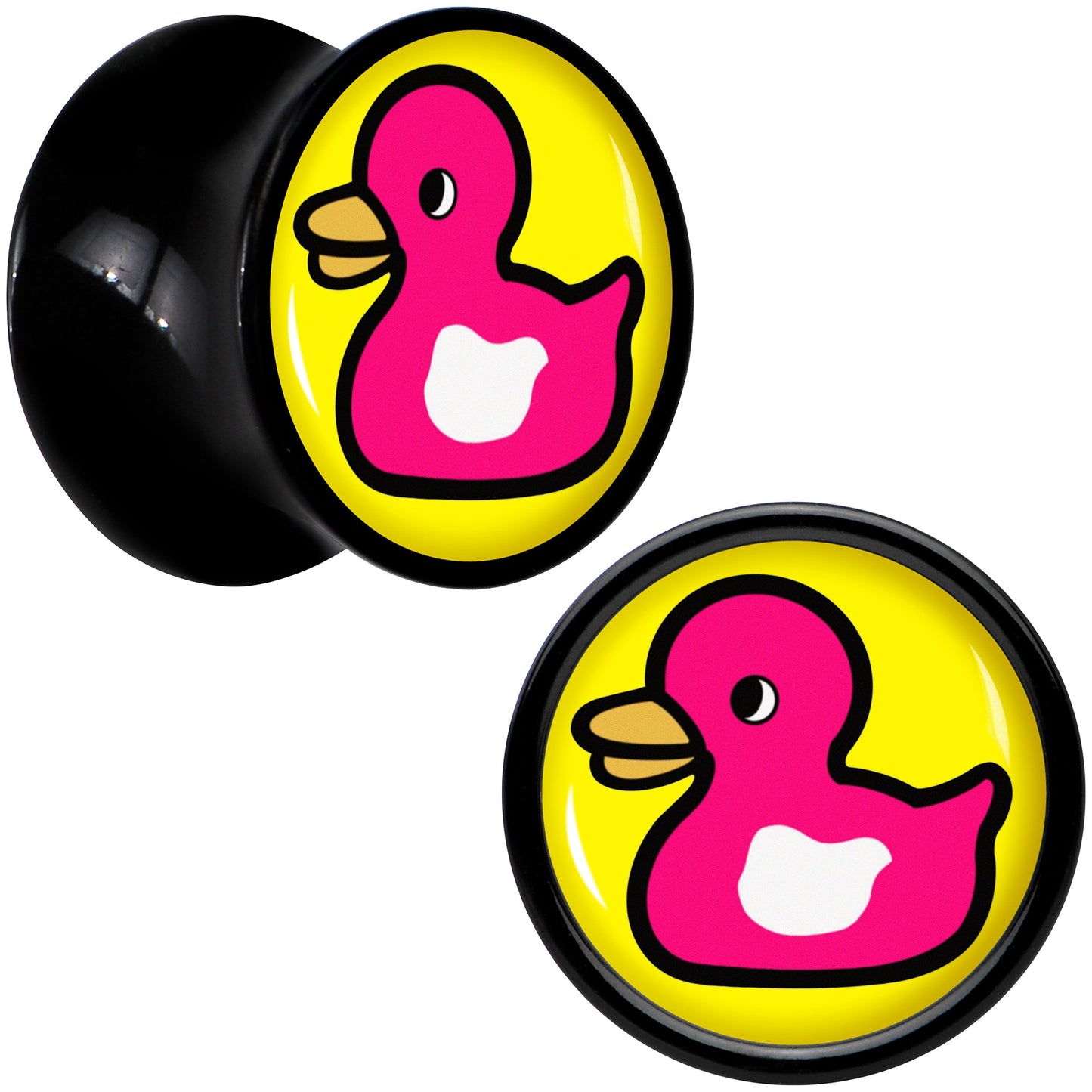 Black Acrylic Pink Ducky Double Flare Plug Set by Onyx O