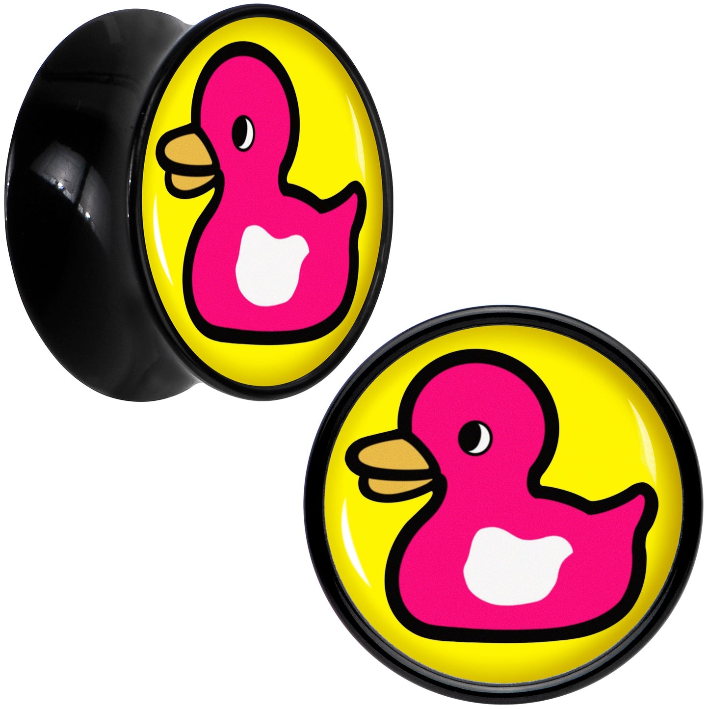 Black Acrylic Pink Ducky Double Flare Plug Set by Onyx O
