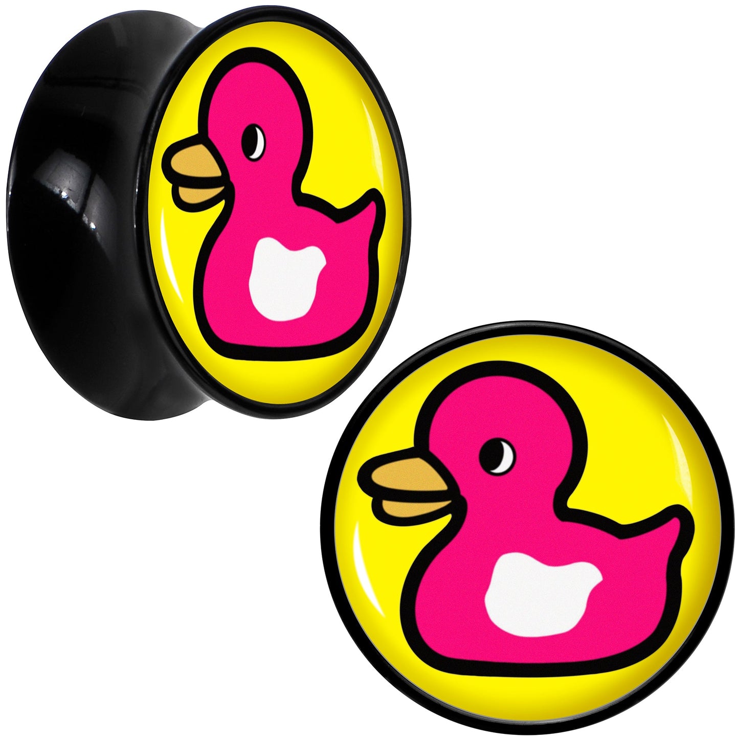 Black Acrylic Pink Ducky Double Flare Plug Set by Onyx O