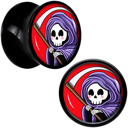 Black Acrylic Grim Reaper Double Flare Plug Set by Onyx O