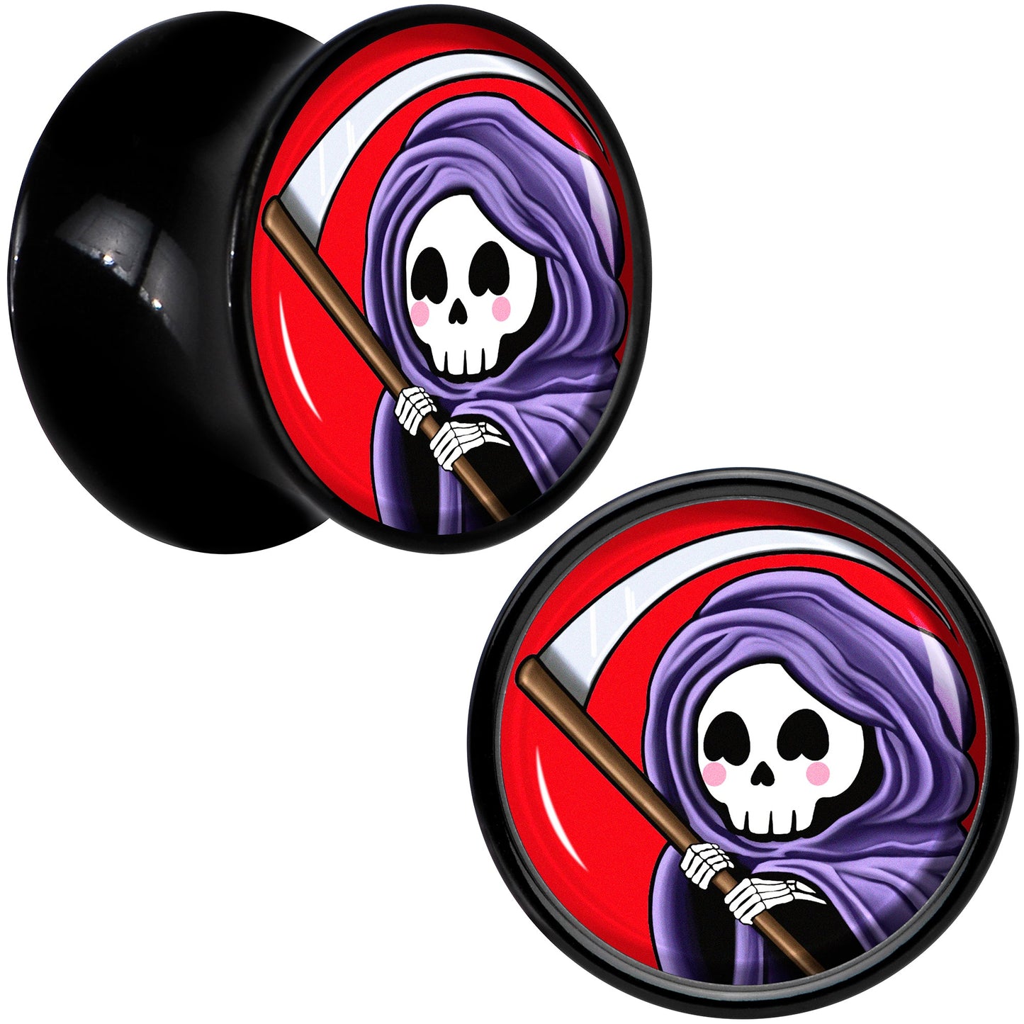 Black Acrylic Grim Reaper Double Flare Plug Set by Onyx O