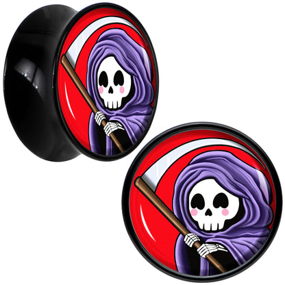 Black Acrylic Grim Reaper Double Flare Plug Set by Onyx O
