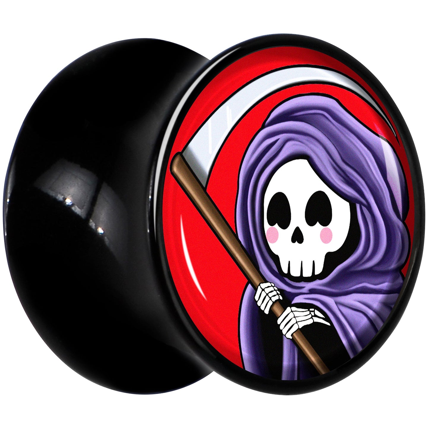 Black Acrylic Grim Reaper Double Flare Plug Set by Onyx O
