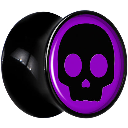 0G Purple Black Simple Skull Black Acrylic Saddle Plug Set by Onyx O