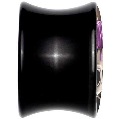 Black Acrylic Burning Skull Candle Double Flare Plug Set by Onyx O