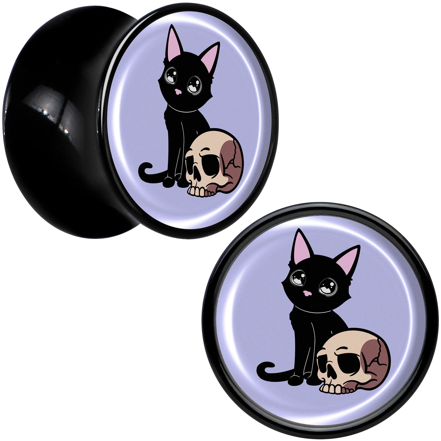 0G Skull Cat Black Acrylic Saddle Plug Set by Onyx O