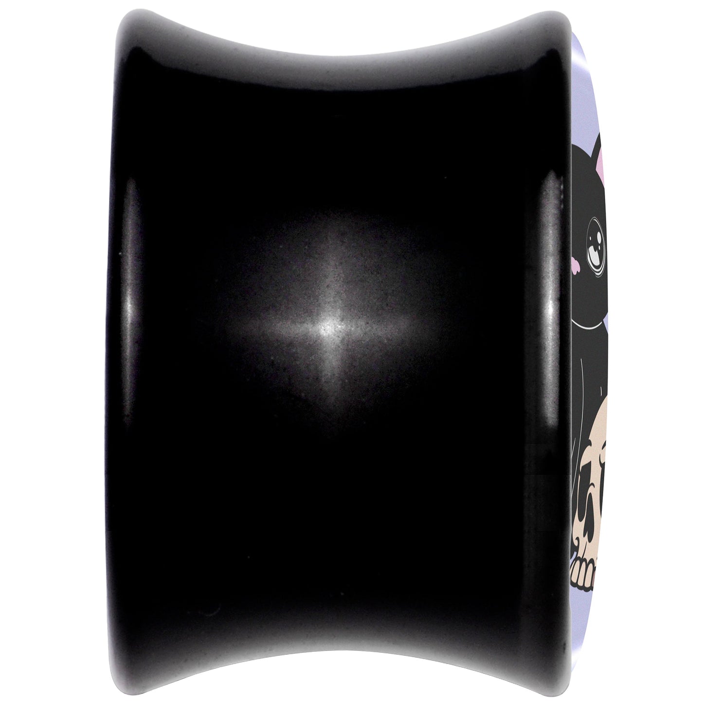 0G Skull Cat Black Acrylic Saddle Plug Set by Onyx O