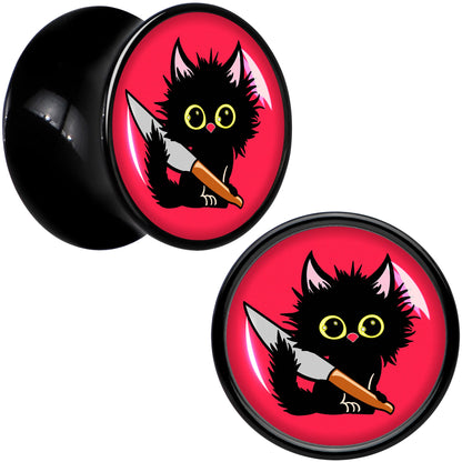 Stabby Cat Black Acrylic Saddle Plug Set by Onyx O
