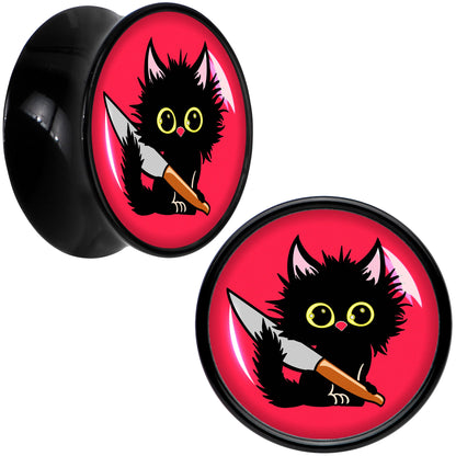 Stabby Cat Black Acrylic Saddle Plug Set by Onyx O