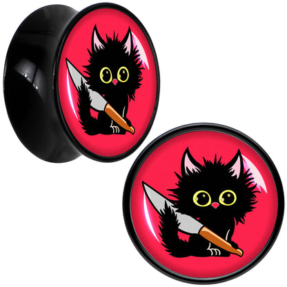 Stabby Cat Black Acrylic Saddle Plug Set by Onyx O