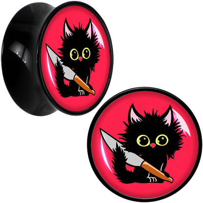 Stabby Cat Black Acrylic Saddle Plug Set by Onyx O