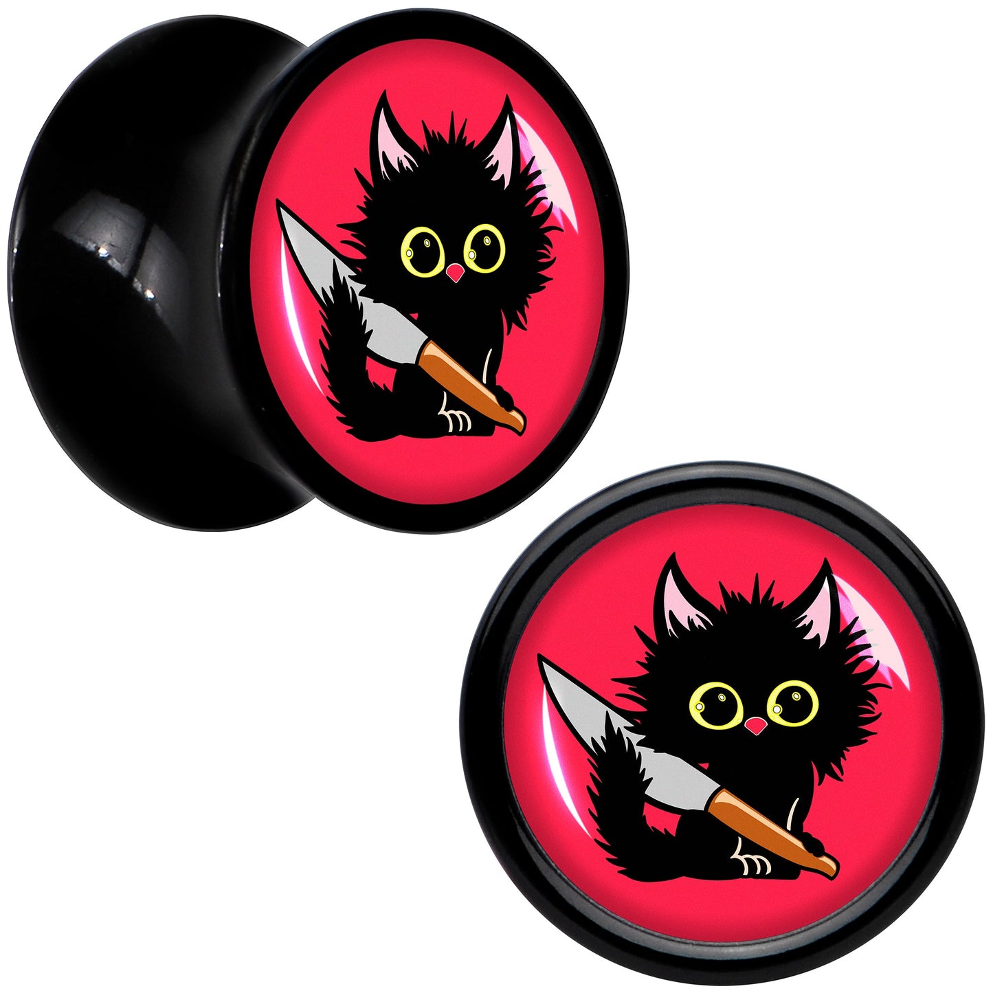 Stabby Cat Black Acrylic Saddle Plug Set by Onyx O