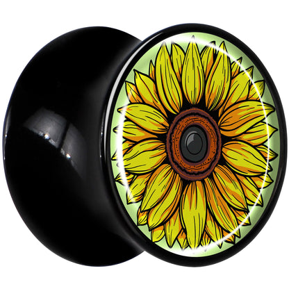 Blossom Creation Yellow Sunflower Black Acrylic Saddle Plug Set by Onyx O