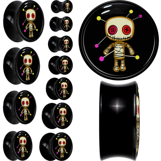 0G Voodoo Doll Black Acrylic Saddle Plug Set by Onyx O