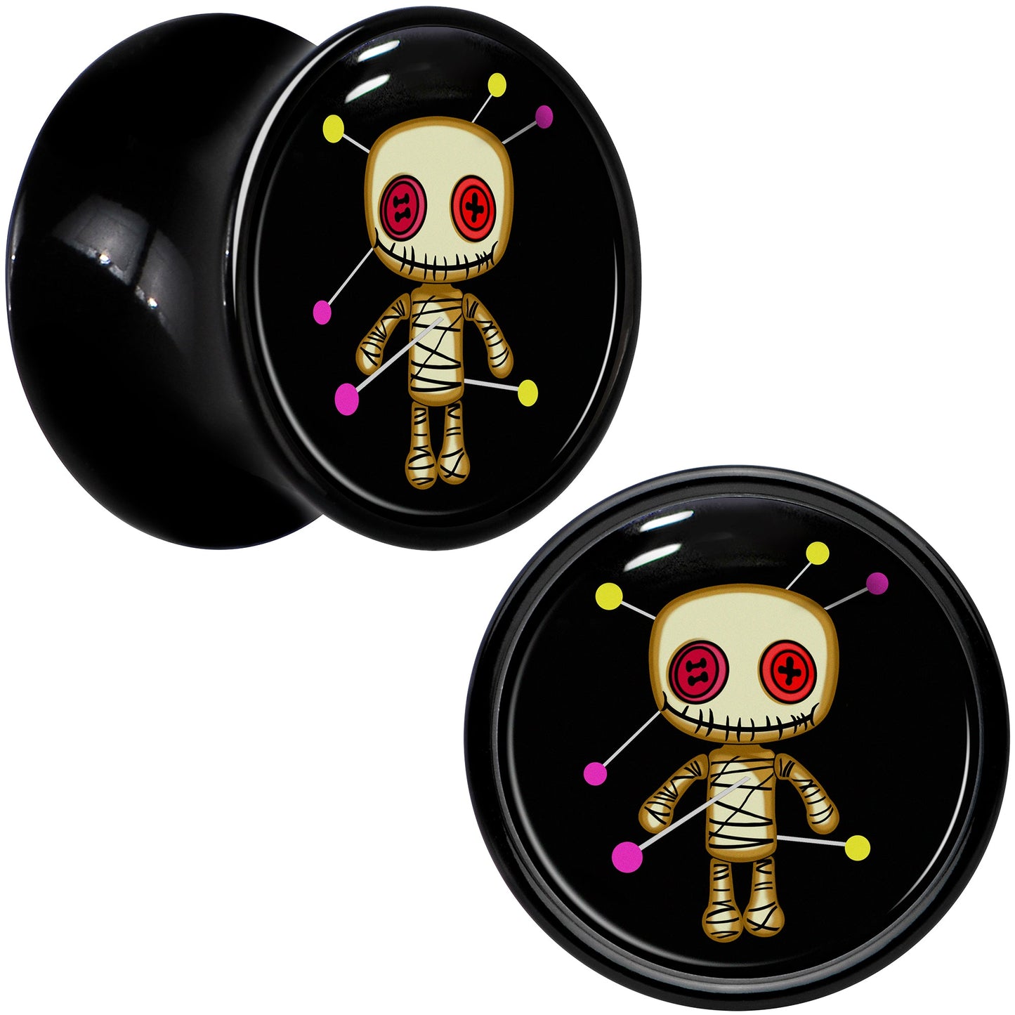 0G Voodoo Doll Black Acrylic Saddle Plug Set by Onyx O