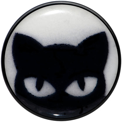 Black Acrylic Glow in the Dark Peeking Cat Double Flare Plug Set by Onyx O