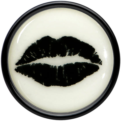 Black Acrylic Lipstick Kiss Glow in Dark Double Flare Plug Set by Onyx O