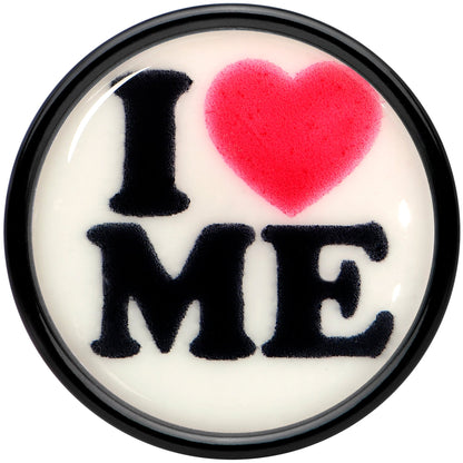 Black Acrylic I Love Me Glow in the Dark Double Flare Plug Set by Onyx O