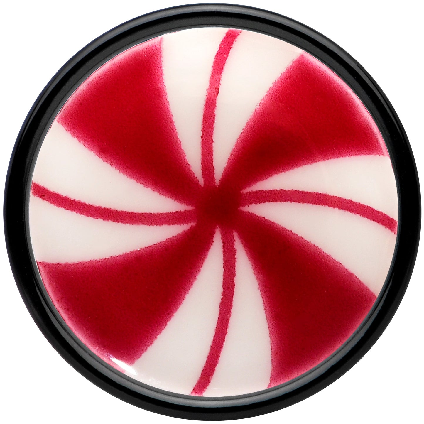 Black Acrylic Peppermint Candy Glow in Dark Double Flare Plug Set by Onyx O