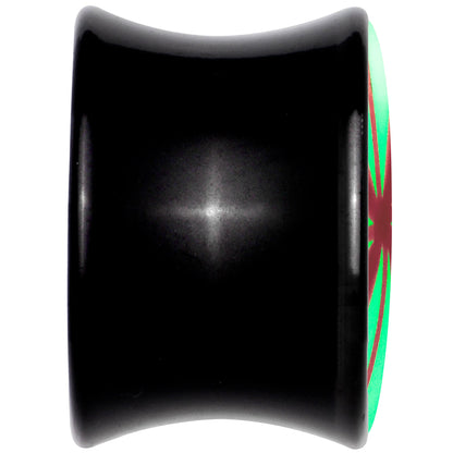 Black Acrylic Peppermint Candy Glow in Dark Double Flare Plug Set by Onyx O