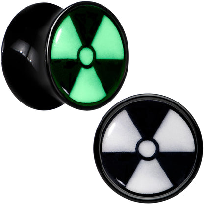 Black Acrylic Radioactive Glow in the Dark Double Flare Plug Set by Onyx O