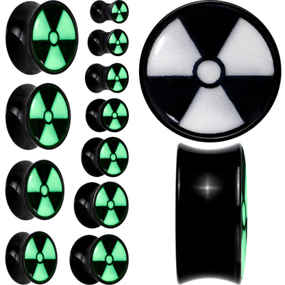 Black Acrylic Radioactive Glow in the Dark Double Flare Plug Set by Onyx O