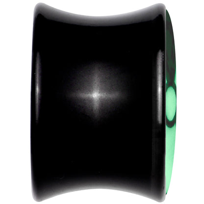 Black Acrylic Radioactive Glow in the Dark Double Flare Plug Set by Onyx O