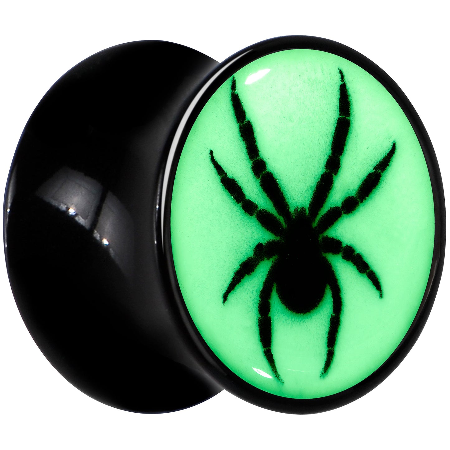 Black Acrylic Widow Spider Glow in the Dark Double Flare Plug Set by Onyx O