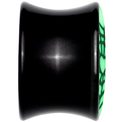 Black Acrylic Heart Spider Web Glow in the Dark Double Flare Plug Set by Onyx O