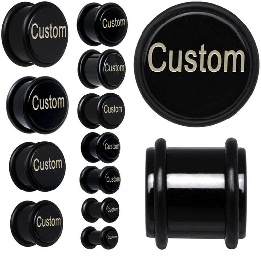 Custom No.1 Black Acrylic Personalized Plug - buy 2 for a pair