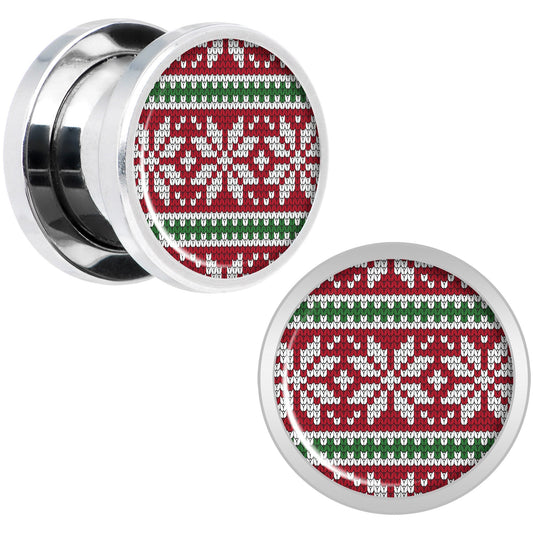 Red Green Christmas Sweater Screw Fit Plug Set Sizes 5mm to 20mm