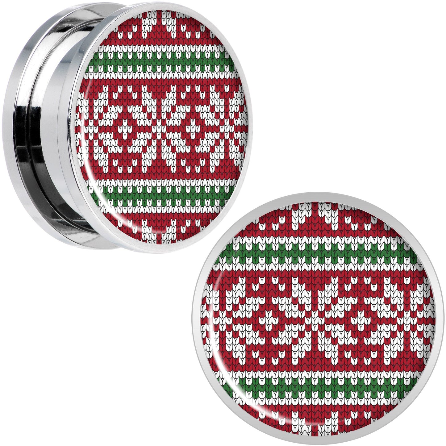 Red Green Christmas Sweater Screw Fit Plug Set Sizes 5mm to 20mm