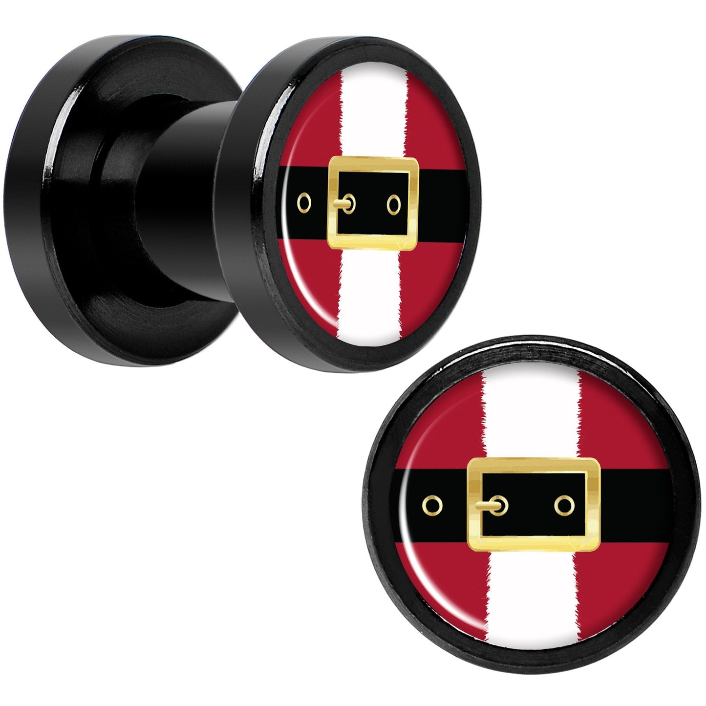 Christmas Santa Suit Black Screw Fit Plug Set Sizes 5mm to 20mm