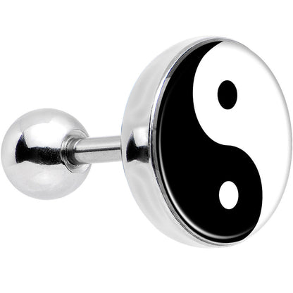 16G Black and White Yin Yang Tragus Cartilage Earring