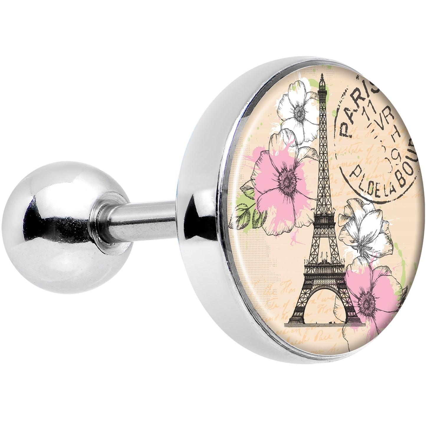 16G 1/4 With Love from Paris Tragus Cartilage Earring