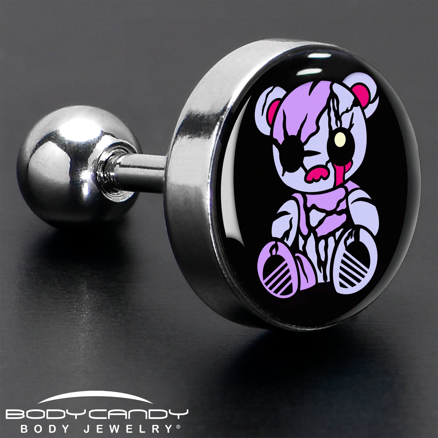 16G 1/4 Attitude Teddy Bear Tragus Cartilage Earring by Onyx O