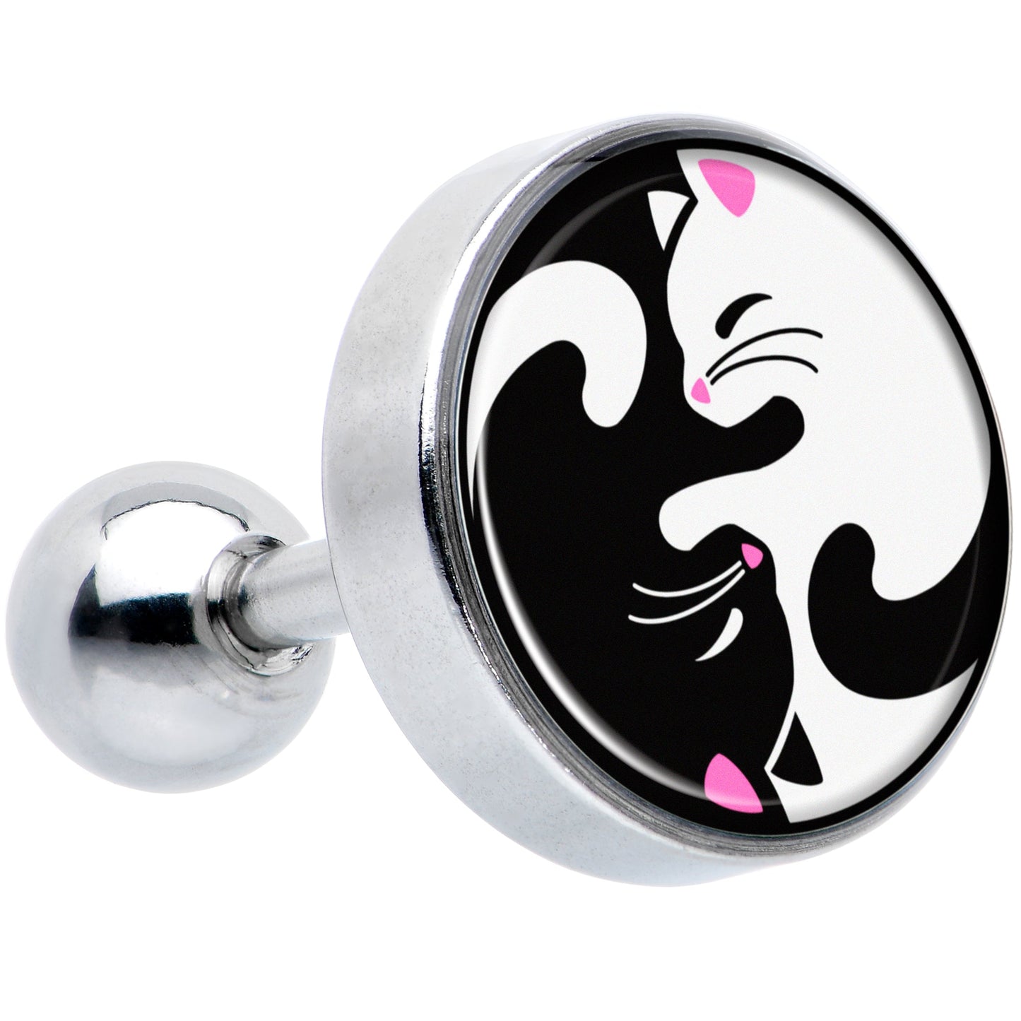 16G 1/4 Cute Kitty Cat Yin Yang Cartilage Tragus Earring by Onyx O