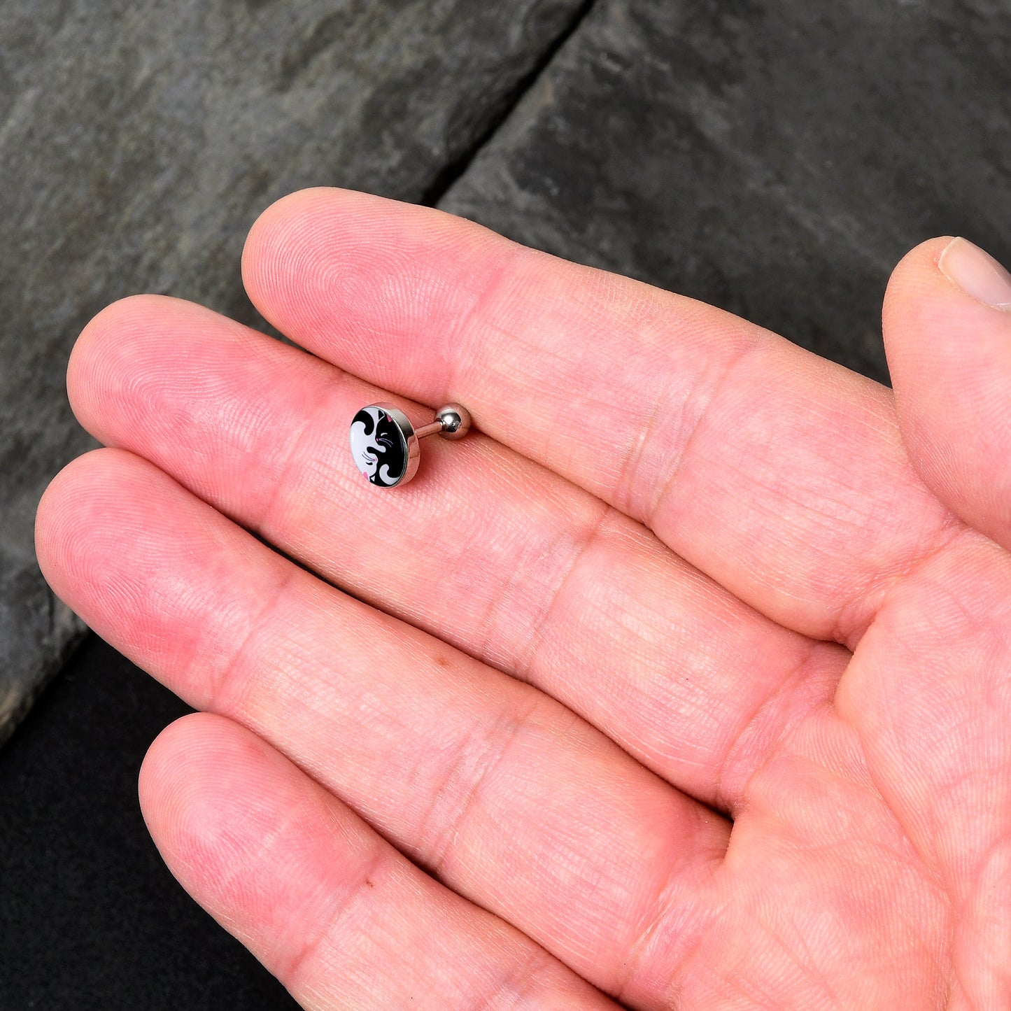 16G 1/4 Cute Kitty Cat Yin Yang Cartilage Tragus Earring by Onyx O