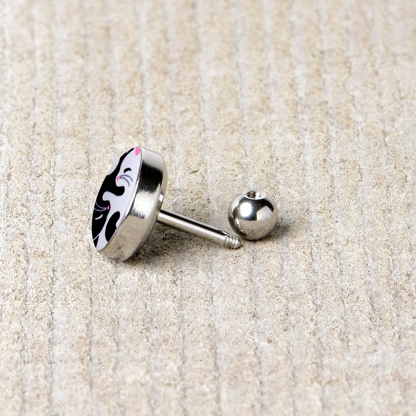 16G 1/4 Cute Kitty Cat Yin Yang Cartilage Tragus Earring by Onyx O