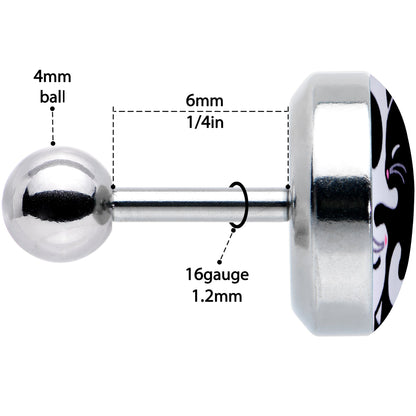 16G 1/4 Cute Kitty Cat Yin Yang Cartilage Tragus Earring by Onyx O