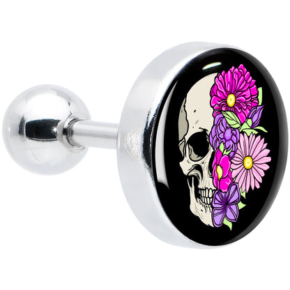 16G 1/4 Floral Flowers Skull Cartilage Tragus Earring by Onyx O