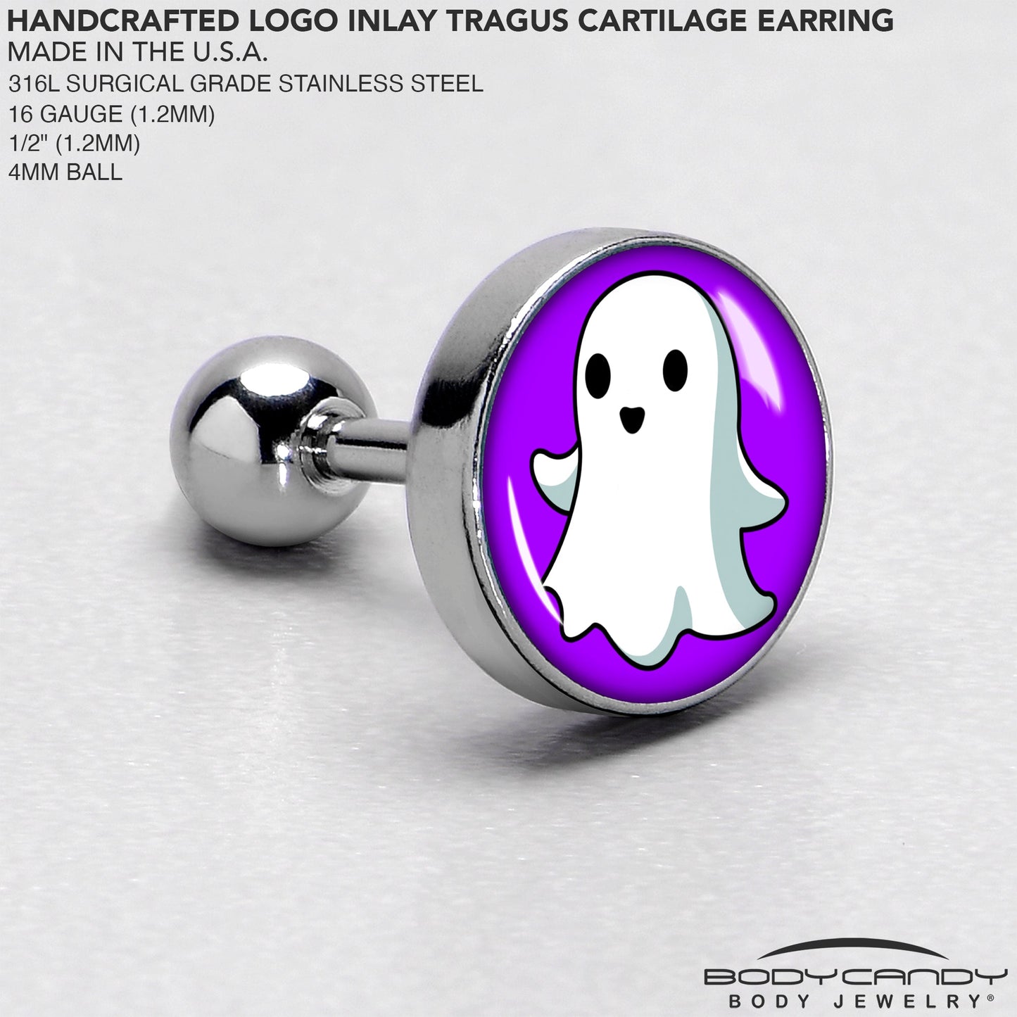 16G 1/4 Ghost Cartilage Tragus Earring by Onyx O