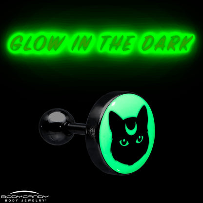 16G 1/4 Glow in the Dark Mystic Kitty Cat Tragus Cartilage Earring by Onyx O