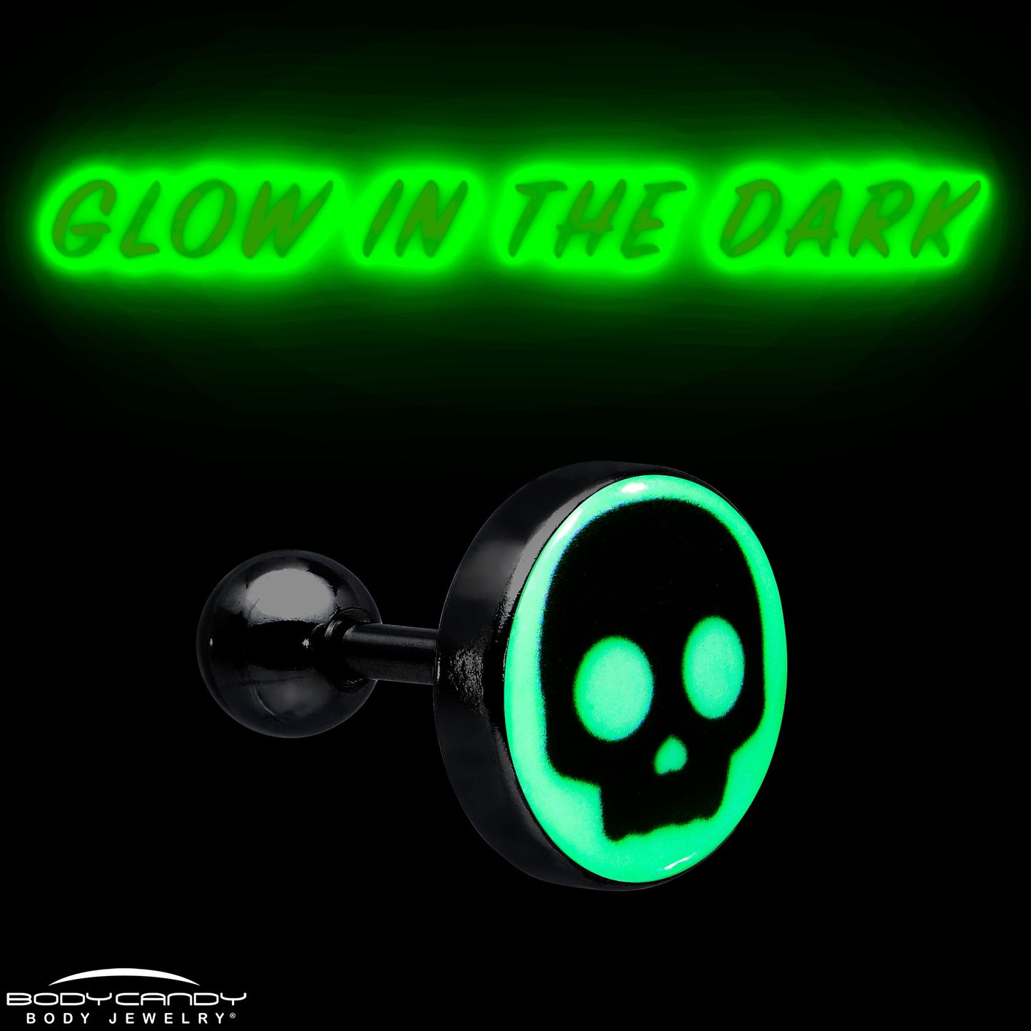 16G 1/4 Glow in the Dark Simple Skull Tragus Cartilage Earring by Onyx O