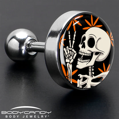 16G 1/4 Peace Sign Skeleton Tragus Cartilage Earring by Onyx O